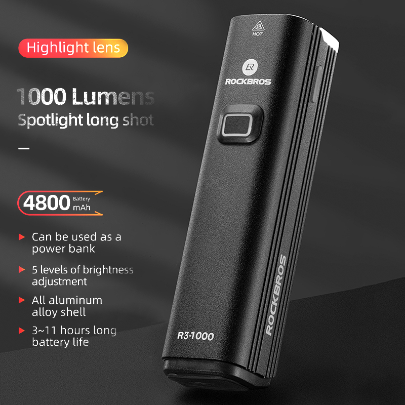 Rockbros luz da bicicleta fren - Rechargeable Bicycle Headlight 1000 Lumen avaliação e preço