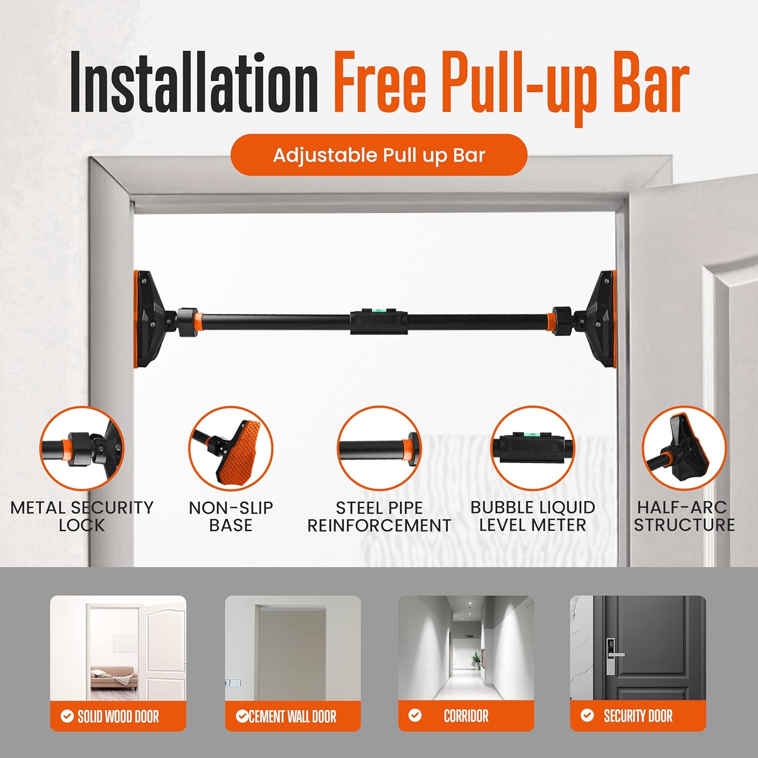 Barra de Exercícios para Porta - Door Pull Up Bar No Screw avaliação e preço