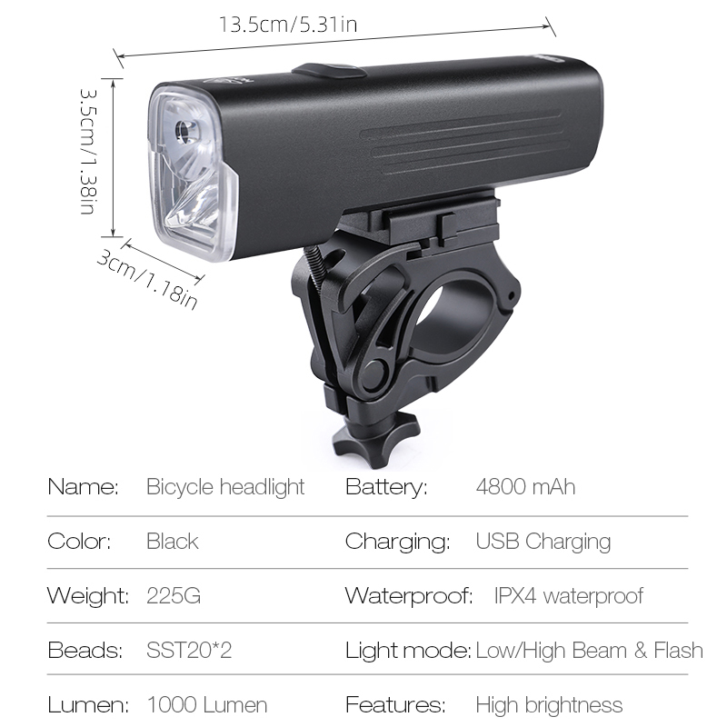 Giyo 1000 lumens luz de bicicl - Rechargeable Bicycle Headlight 1000 Lumen avaliação e preço