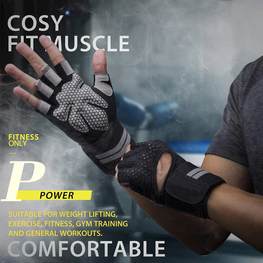 Luvas de ginástica meio dedo c - Wrist Wraps Weightlifting Support avaliação e preço